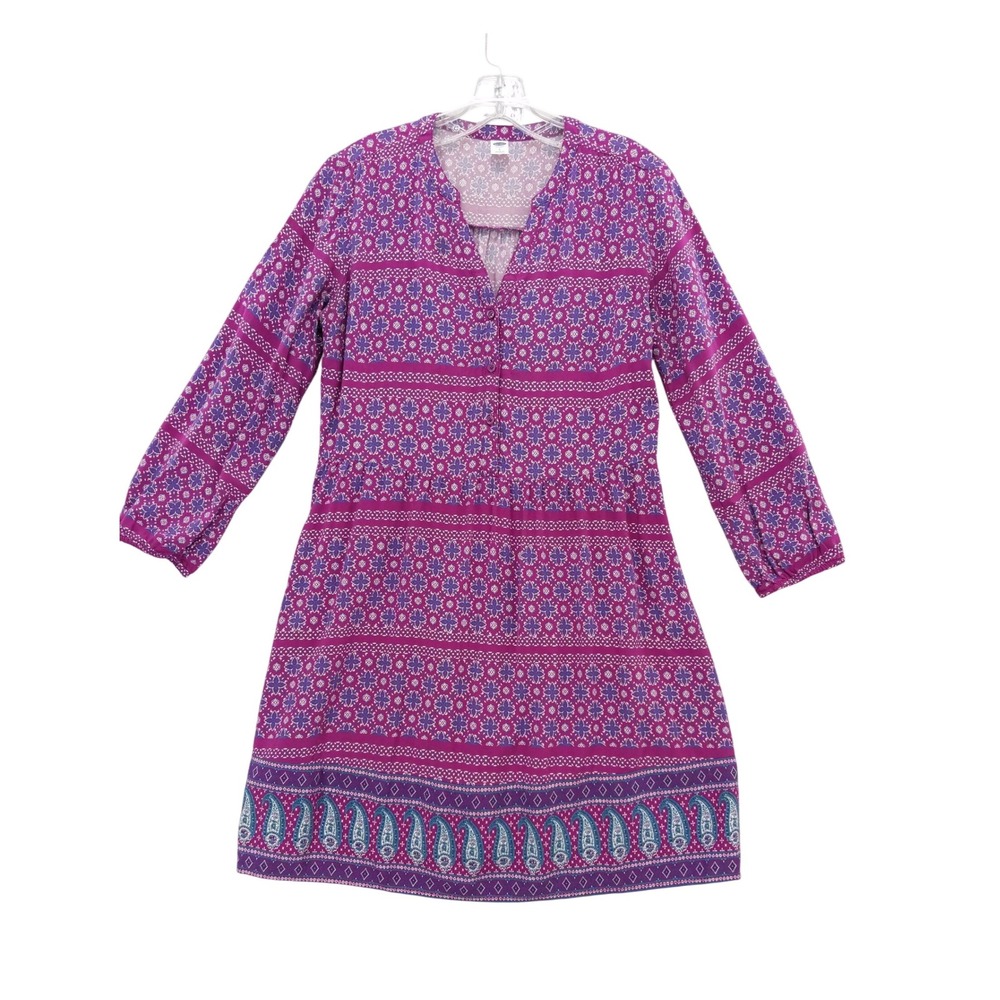 Old Navy Dress Floral Paisley Print Rayon Long Sleeve‎ Sz S